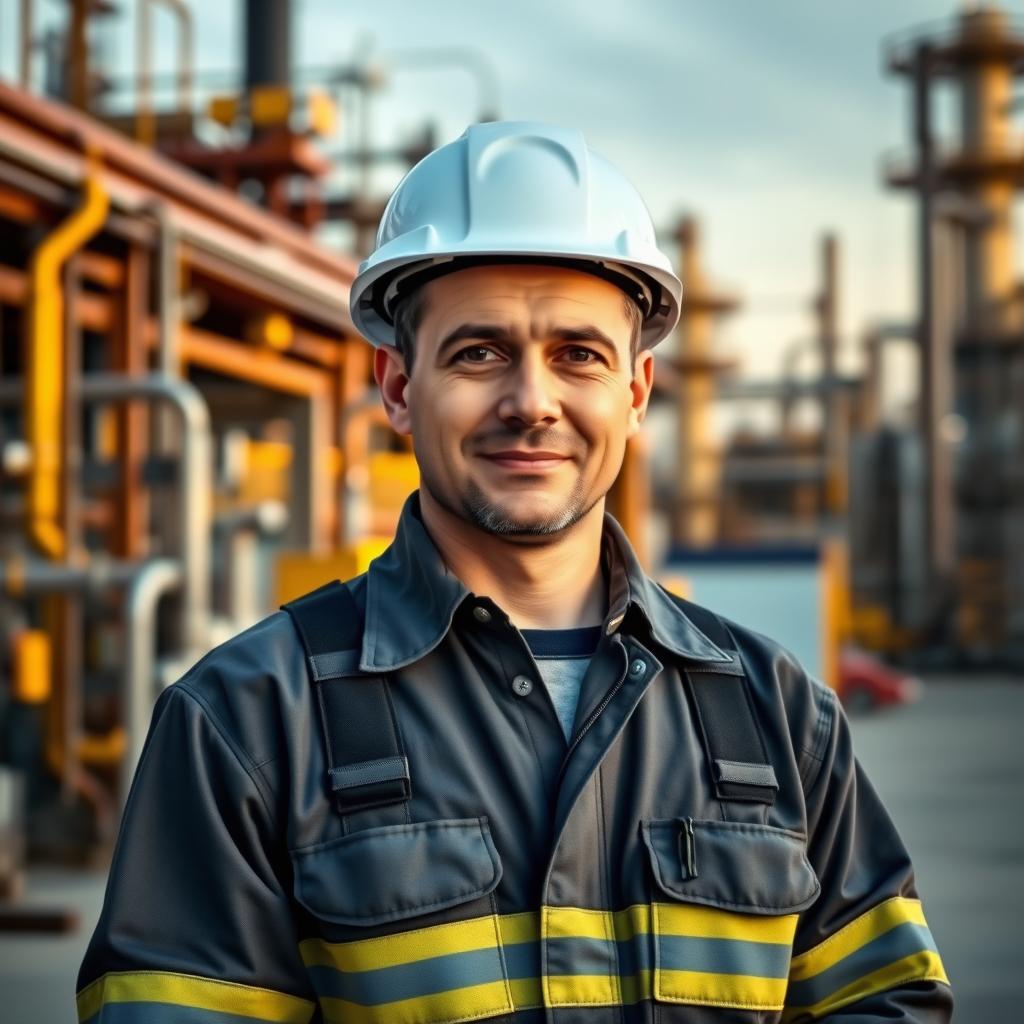 An industrial contractor at a plant or refinery site