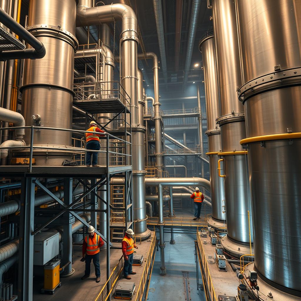 Industrial contractor crew at a refinery or chemical plant — national industrial coverage